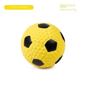 Squeaky Dog Toys; Bouncy & Durable for Small Medium Dogs Puppy Interactive Chew Sound Fetch Play (colour: Small yellow football)