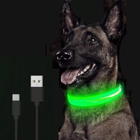 LED Glowing Dog Collar Rechargeable Luminous Collar Adjustable for Small Dogs Cat (Color: Orange Battery, size: L)
