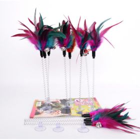 pack of 3 Bell feather cat stick toy rabbit hair (Color: Cock feather, size: About 35cm)