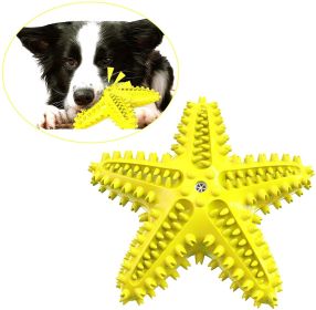 Dog Chew Toys, Natural Rubber Starfish-Shaped Dog Toys,Toothbrush Cleaner Teething Toys, Outdoor Puzzle Training (Color: Yellow)