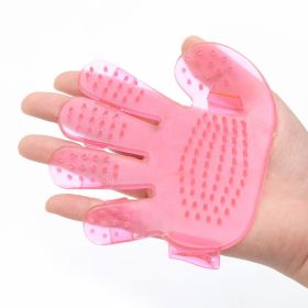 Pet Palm Brush, Hand Shampoo Brush Comb Five Finger for Combing and Rubbing Palm Brushed (Color: pink)