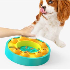 Dog Puzzle Toy Slow Feeder Interactive Food Dispenser Training Game (Color: Lake Blue Roulette)