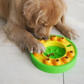 Dog Puzzle Toy Slow Feeder Interactive Food Dispenser Training Game (Color: Green Roulette)