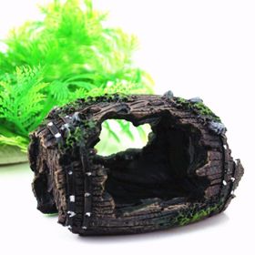 Fish Tank Decoration; Fish Tank Decorations Wine Barrel Cave Fish Hidden Cave Resin Aquarium Decor (Color: black)