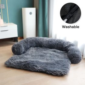 Pet Sofa; Warm Plush Pet Cushion For Indoor Dogs & Cats; Dog Blanket; Washable Pet Bed (Color: DARK GREY, size: M)