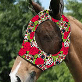 Horse Mask With Ultra Light UV For Horse; Pattern Horse Mask With Ears Cover; Soft Mesh Horse Masks (Color: Red)