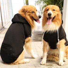 Plaid Dog Hoodie Pet Clothes Sweaters with Hat and Pocket Christmas Classic Plaid Costumes (colour: Big dog zipper pocket sweater black, size: 3XL (chest circumference 70, back length 55cm))