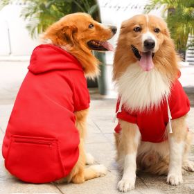 Plaid Dog Hoodie Pet Clothes Sweaters with Hat and Pocket Christmas Classic Plaid Costumes (colour: Big dog zipper pocket sweater pure red, size: XS (chest circumference 32, back length 20cm))