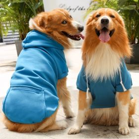 Plaid Dog Hoodie Pet Clothes Sweaters with Hat and Pocket Christmas Classic Plaid Costumes (colour: Big dog zipper pocket sweater lake blue, size: M (chest circumference 42, back length 30cm))