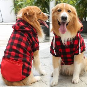 Plaid Dog Hoodie Pet Clothes Sweaters with Hat and Pocket Christmas Classic Plaid Costumes (colour: Zipper pocket coat with red and black plaids, size: 4XL (chest circumference 82, back length 62cm))