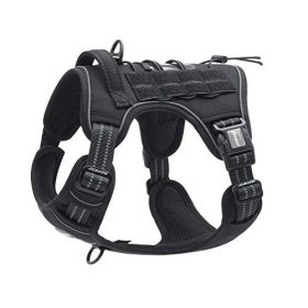 Tactical Dog Harness for Small Medium Dogs No Pull Adjustable Pet Harness Reflective (Color: Desert Camo, size: L(Neck)