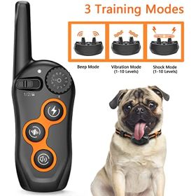 Dog Training Collar; 100% Waterproof Dog Shock Collar 3 Training Modes; Beep; Shock Rechargeable Electric Shock (Color: 1 receptore set)