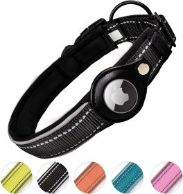 Reflective AirTag Dog Collar; ivienx Apple Air Tag Padded Pet Collar with Air Tag Case Holder Accessories for Small Medium (Color: Orange, size: S (Neck 12-15"))