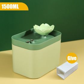 1.5L Auto Cat Water Fountain Filter USB Electric Mute Cat Drinker Bowl (Ships From: China, Color: USB Green)