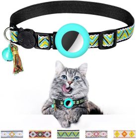 Pet Colored Bell Tassel Collar For Airtag Tracker (Color: Yellow Green, Type: Pet supplies)
