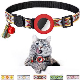 Pet Colored Bell Tassel Collar For Airtag Tracker (Color: Red, Type: Pet supplies)