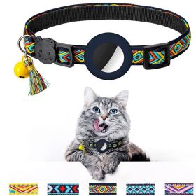 Pet Colored Bell Tassel Collar For Airtag Tracker (Color: DEEP BLUE, Type: Pet supplies)