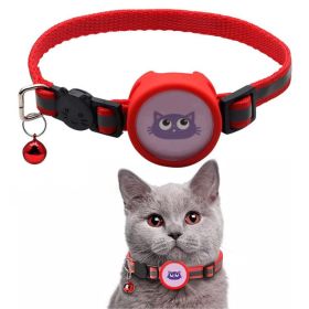 Pet Reflective Collar With Bell For AirTag (Color: Red, Type: Pet supplies)