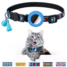 Pet Colored Bell Tassel Collar For Airtag Tracker (Color: Blue, Type: Pet supplies)