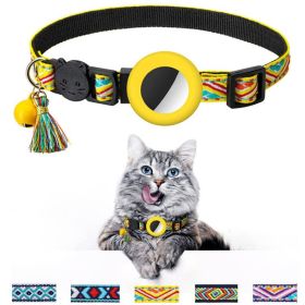 Pet Colored Bell Tassel Collar For Airtag Tracker (Color: Yellow, Type: Pet supplies)