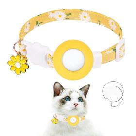 For AirTag Tracker Silicone Cover Small Daisy Pet Collar Dog Collar (Color: Yellow, Type: Pet supplies)