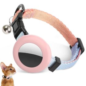 For AirTag Tracker Silicone Case Rainbow Gradient Pet Collar (Color: Gradient Beige Red, Type: Pet supplies)