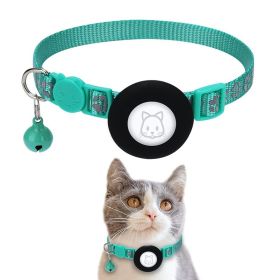Pet Cat Reflective Collar With Bell For Airtag Tracker (Color: green, Type: Pet supplies)