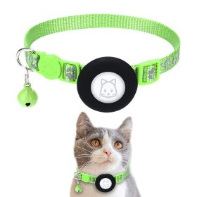 Pet Cat Reflective Collar With Bell For Airtag Tracker (Color: Light Green, Type: Pet supplies)