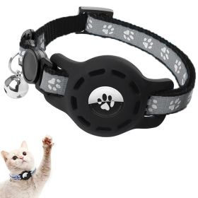 For AirTag Tracker Locator Protective Case Reflective Pet Collar (Color: black, Type: Pet supplies)