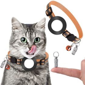 Pet Anti Lost Address Pendant Collar With Bell For Airtag (Color: Orange, Type: Pet supplies)