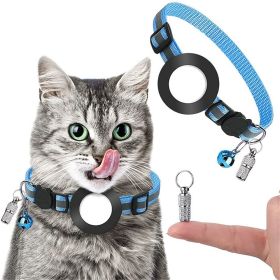 Pet Anti Lost Address Pendant Collar With Bell For Airtag (Color: Blue, Type: Pet supplies)