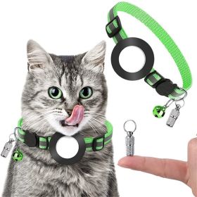 Pet Anti Lost Address Pendant Collar With Bell For Airtag (Color: green, Type: Pet supplies)