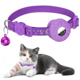 For AirTag Tracker Silicone Case Reflective Cats Dogs Pet Collar (Color: Purple, Type: Pet supplies)