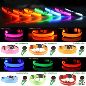 LED Adjustable Dog Collar Blinking Flashing Light Up Glow Pets Safety Waterproof (Color: Blue, size: XS)