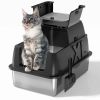 Stainless Steel Cat Litter Box with Lid - XL 18" Deep for Big Cats,180° Flip-Top, Odor-Free & Anti-Leak with Scoop