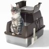 Stainless Steel Cat Litter Box with Lid - XL 18" Deep for Big Cats,180° Flip-Top, Odor-Free & Anti-Leak with Scoop