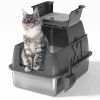 Stainless Steel Cat Litter Box with Lid - XL 18" Deep for Big Cats,180° Flip-Top, Odor-Free & Anti-Leak with Scoop