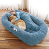 Human Dog Bed Large Washable Faux Fur Orthopedic Pet Bed