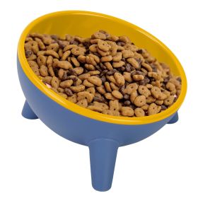 Raised Tilted Cat Food Bowl Elevated Water Dish for Small Pets (Color: Yellow)