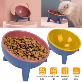 Raised Tilted Cat Food Bowl Elevated Water Dish for Small Pets (Color: Red)