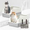 Stainless Steel Cat Litter Box with High Sides Lid, Extra Large XL for Big Cats