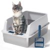 Stainless Steel Cat Litter Box with High Sides Lid, Extra Large XL for Big Cats