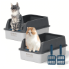 Stainless Steel Cat Litter Box with High Sides Lid, Extra Large XL for Big Cats