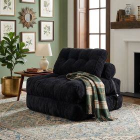 Modern Memory Foam Compressed Sofa Chair,Folding Sofa Bed, Convertible Sleeping Chair With Backrest Support (Color: black)