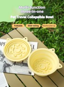 3-in-1 Pet Travel Collapsible Bowl Foldable Slow-Feeder With Strong Suction Cups  Portable Silicone Bowl (Color: green, size: 650ml)
