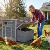 Large Wooden Chicken Coop Outdoor Hen House Poultry Cage for Outdoor with 2 Sides Nesting Boxes