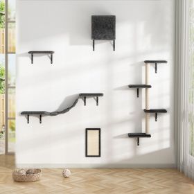 5 Pcs Wall Mounted Cat Climber Set;  Floating Cat Shelves and Perches; Modern Cat Furniture (Color: Gray)