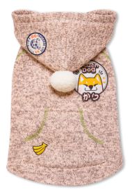 Touchdog Hippie Embellished Designer Sleeveless Pompom Pet Dog Hooded Sweater (Color: light pink, size: large)