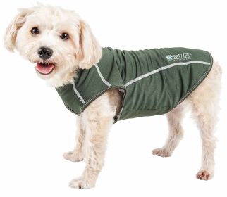 Pet Life Active 'Racerbark' 4-Way Stretch Performance Active Dog Tank Top T-Shirt (Color: green, size: medium)