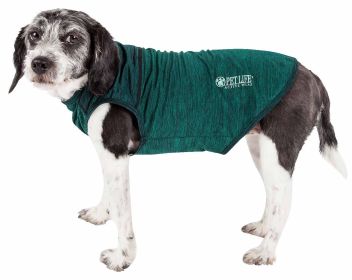 Pet Life Active 'Aero-Pawlse' Heathered Quick-Dry And 4-Way Stretch-Performance Dog Tank Top T-Shirt (Color: green, size: large)
